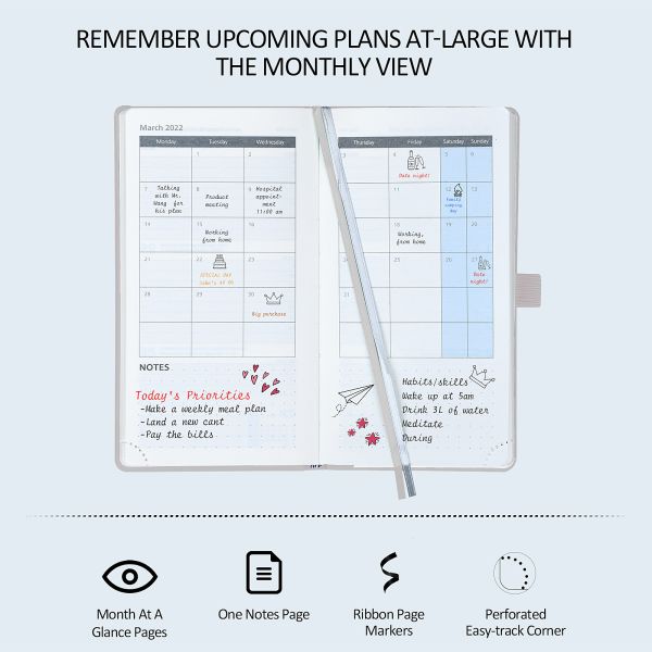 Light Pink Wirebound Hardcover Academic Planner With Hourly Schedule