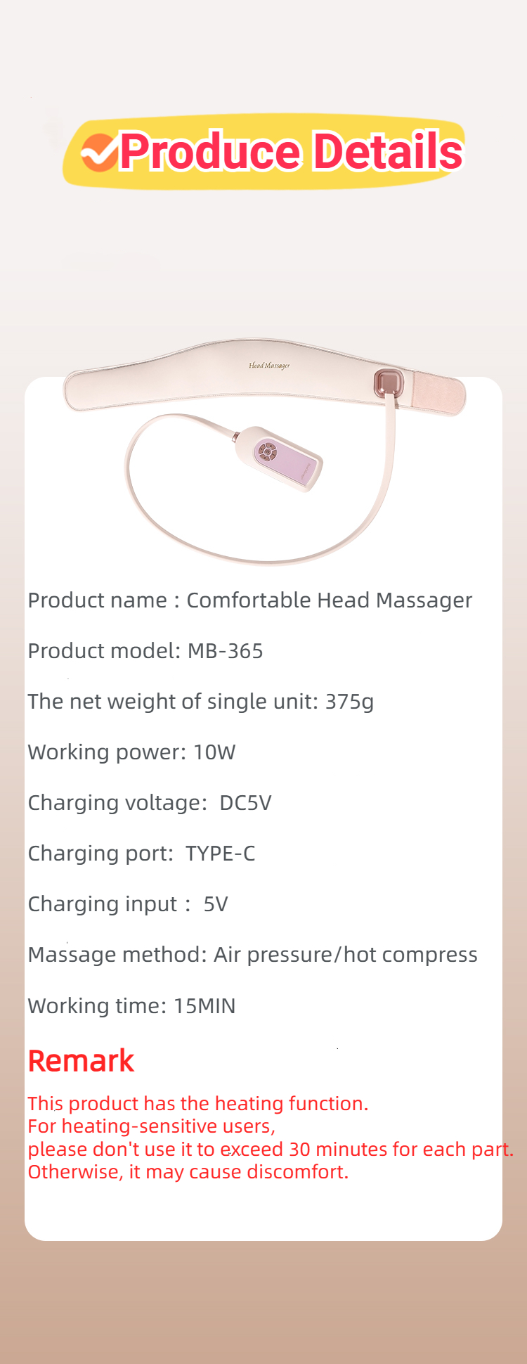 Electric Relaxing Head Massager Heating Wrap 6 Zone Airbag Head Spa Equipment