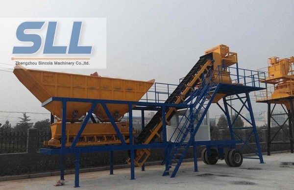 Wet Mix Portable Cement Batch Plant / Mobile Concrete Mixing Plant Without Cement Silo