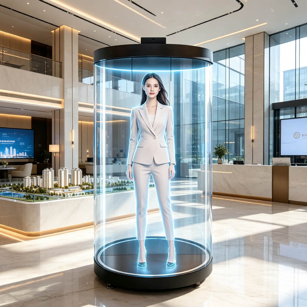 75 Inch 3D Holographic Transparent Showcase All In One Digital Human Display Android AI Touch Screen Kiosk For Commercial Exhibition Real Estate