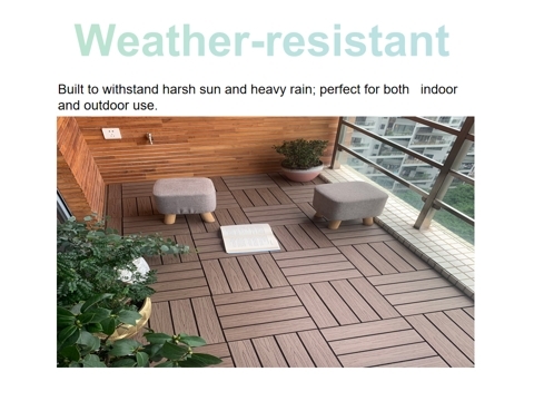 B1 Fire Retardant WPC DIY Tiles 300x300mm Interlocking WPC Decking Tiles