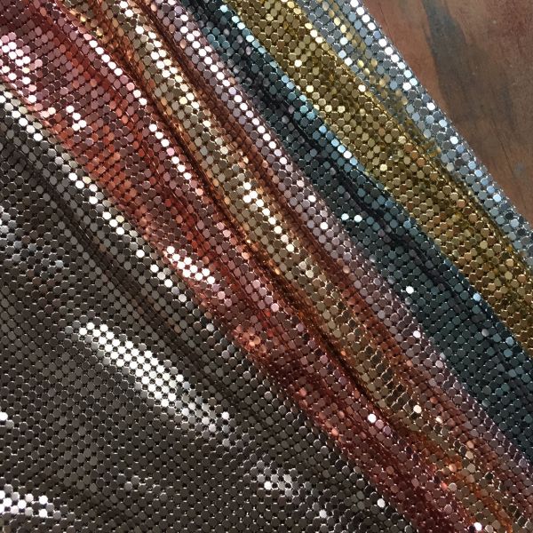 Elegant Sequin Mesh Fabric , Aluminum Flakes Connection Metal Mesh Fabric