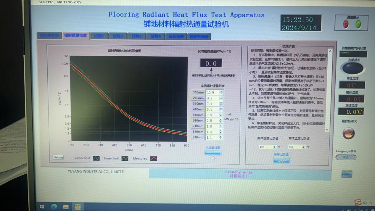 ISO 9239 Flooring Radiant Panel Tester 14kw For Critical Radiant Flux And Flame Spread Testing