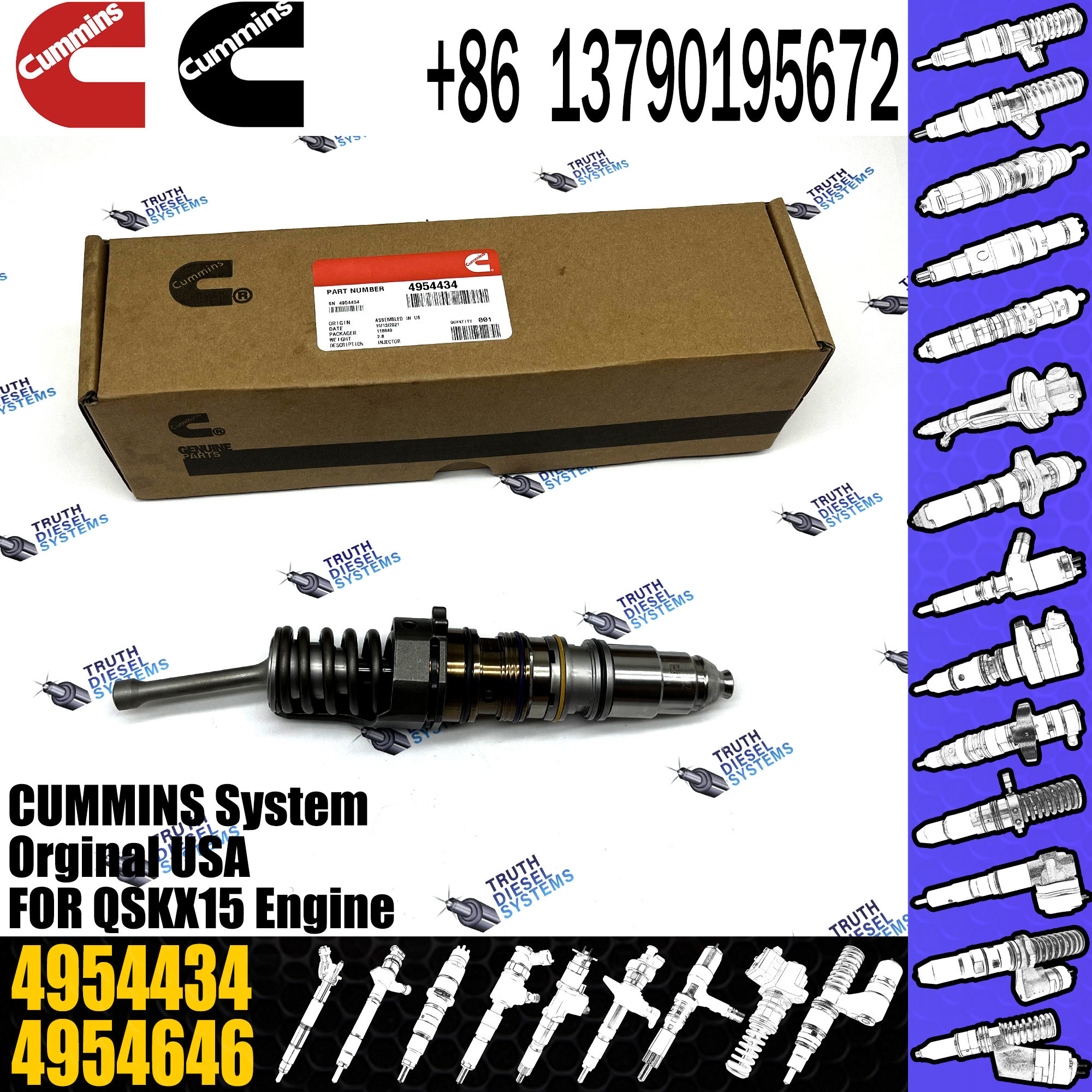 Diesel Engine Fuel Common Rail Injector 4062569 1846348 4954434