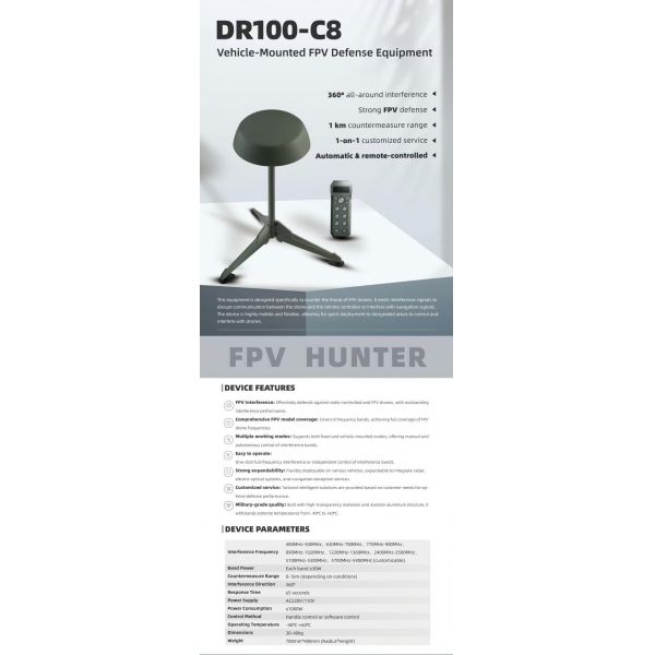 Long Range Anti Drone Jamming Signal On Vehicle Protection From FPV UAV