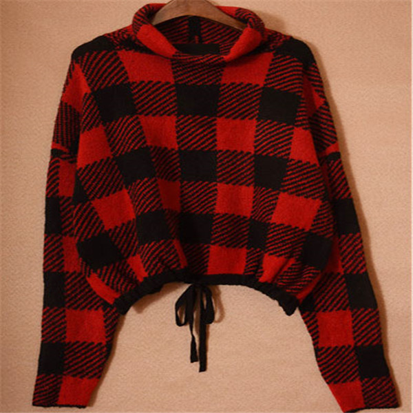 Laides Plaid Sweaters