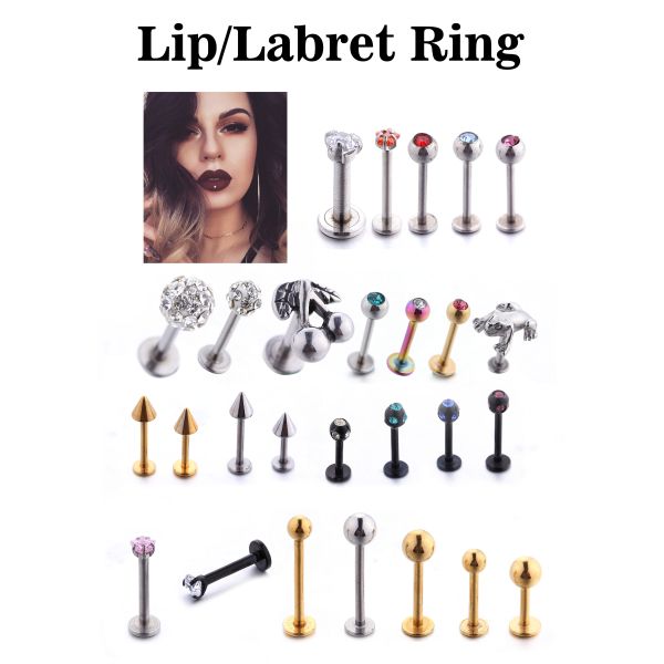 Punk Round Bar Lip Ring Stud Piercing Labret Piercing Tragus Cartilage Stainless Steel