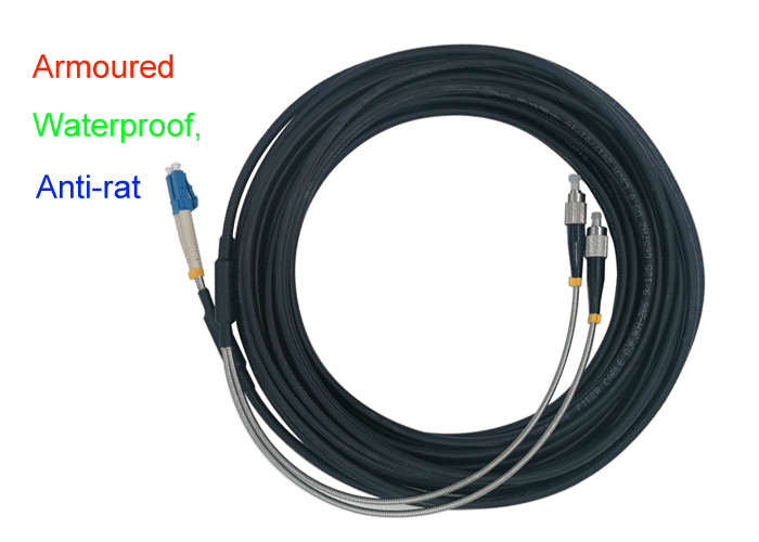Waterproof Armoured Duplex Fiber Patch Cord Indoor 5.0mm Anti - Rat DX LC FC