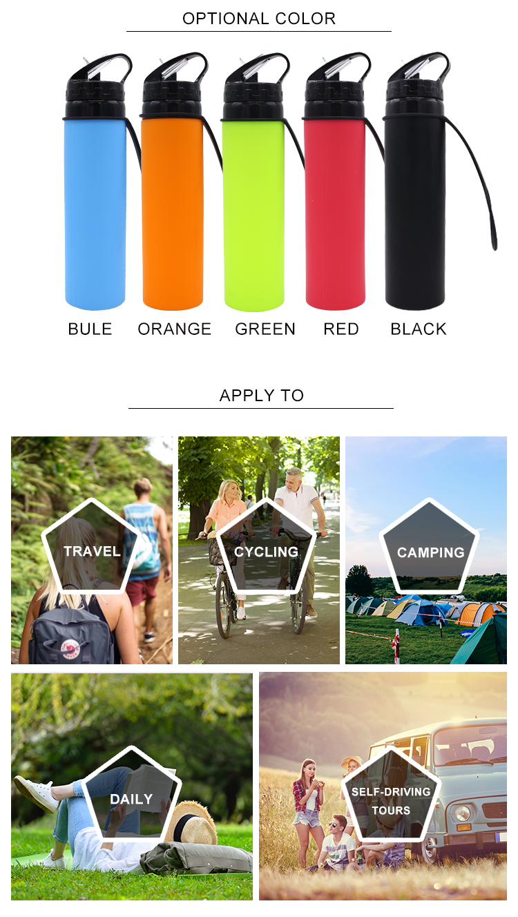 Portable Multifunction 600ml Collapsible Silicone Water Bottle