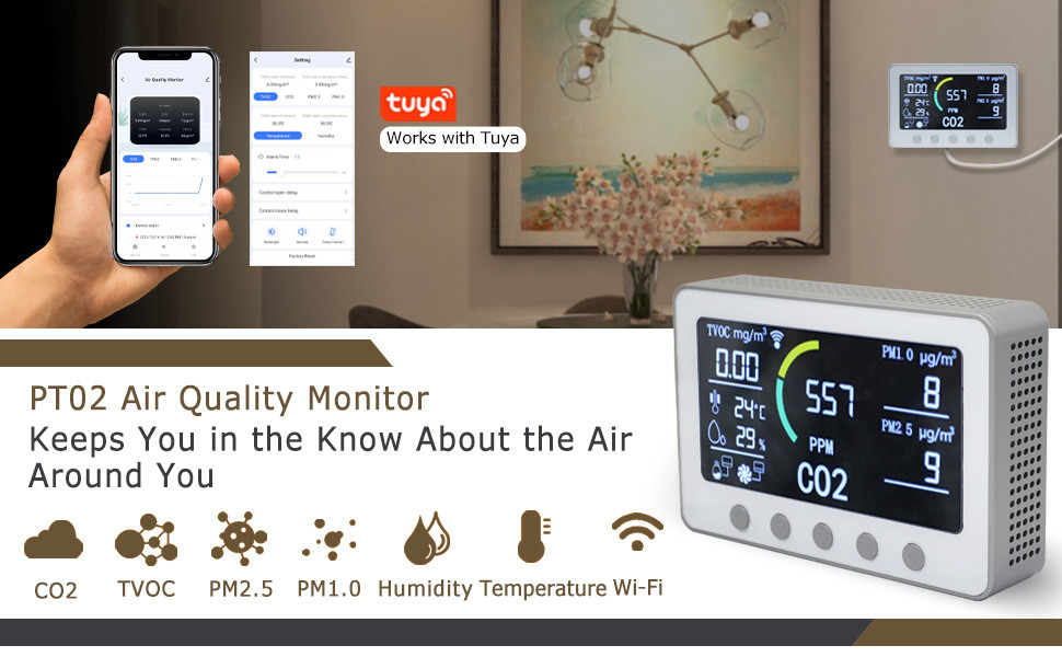 Seamless Smart Air Monitor TVOCs Co2 Detector IAQ Controller