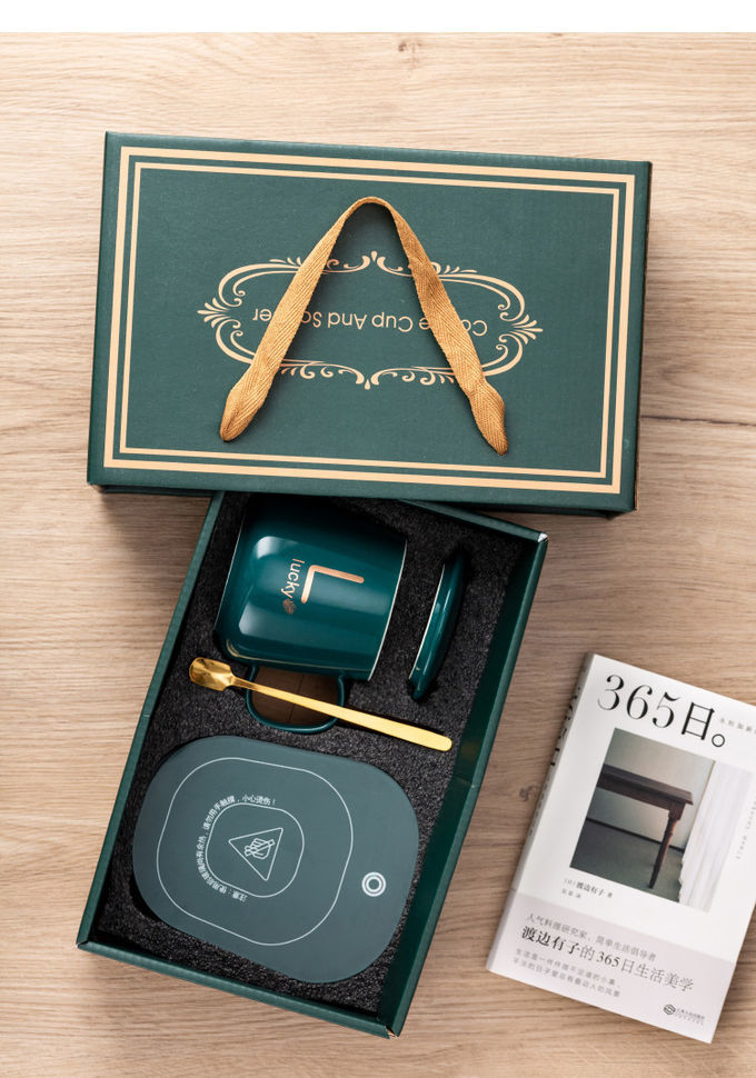Personalization Stylish 420ml Ceramic Espresso Cups Ceramic Coffee Mug With Lid And Handle And Heated Base 420ml USB Powered Customizable Colors