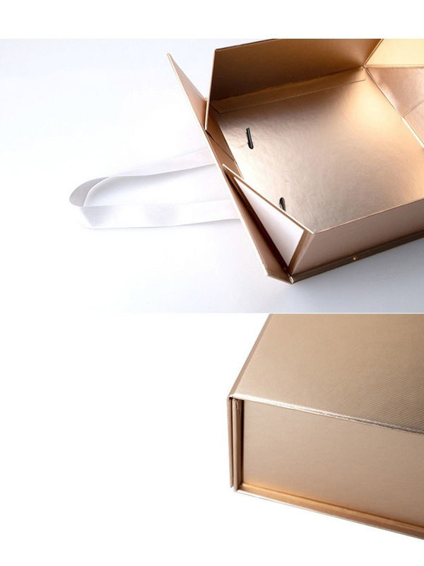 FSC UV Coating Orange Cardboard Box Gift Rigid Packaging Box With Ribbon