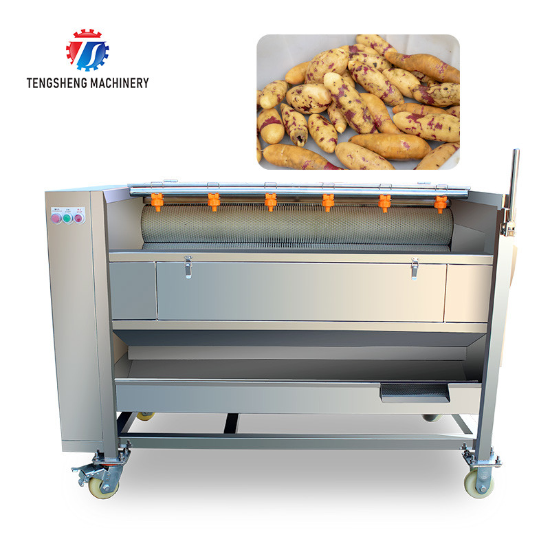 Quality Potato Carrot Brush Cleaning And Peeling Machine 1200-1500KG/H for sale