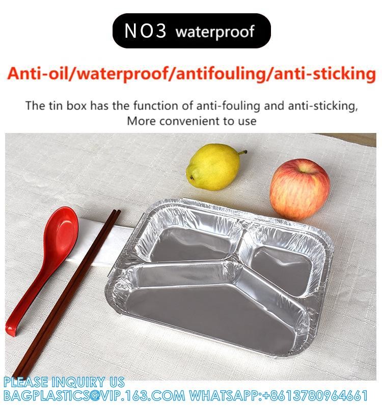 3 Compartment Aluminium Foil Food Container With Clear Dome Lid Custom Alu Foil Containers Disposable Tableware