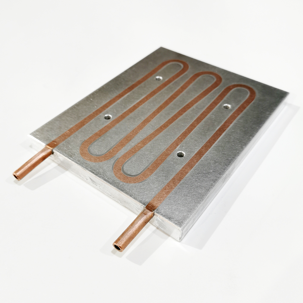 Embedded Cooper Radiator Heat Sink Plate For Water Cooling 120x12x150mm