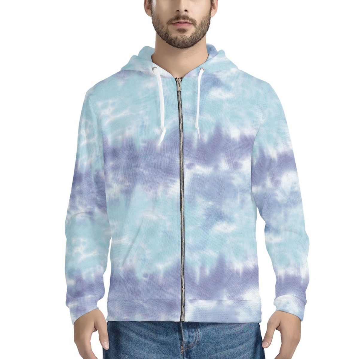 Street Wear Over Size Men Sublimation Hoodies Zipper Up Pullover