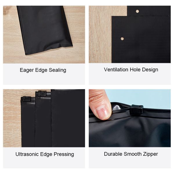 Custom Garment Package Poly Plastic Bag Shipping Mailer Bag Frosted Black Zip Lock Shopping Bag for Clothing