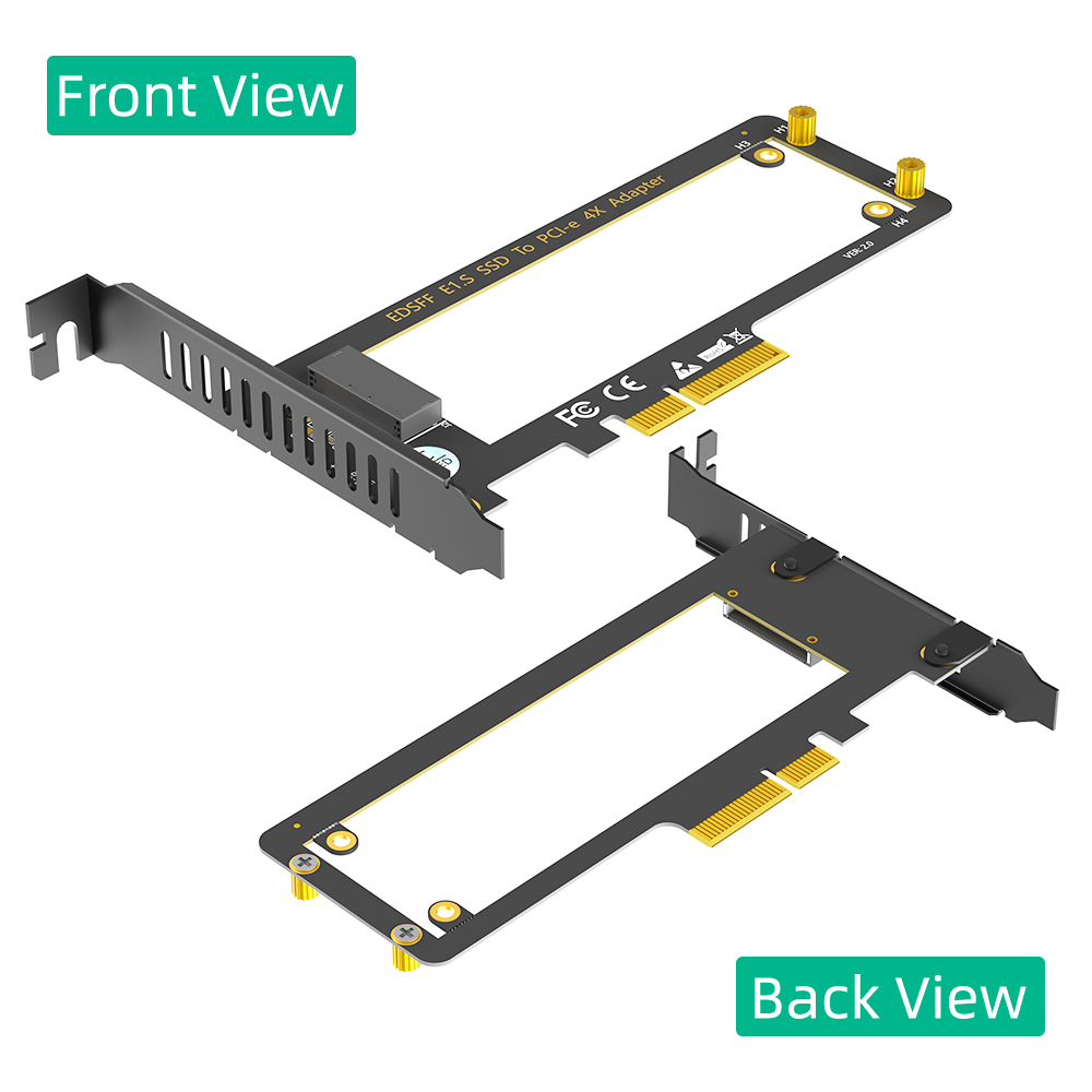 PCI-E 4.0 4X to NVMe Adapter for E1.S SSD 9.5mm 15mm 25mm with Heat Sink