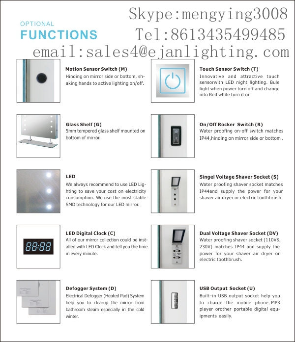 High Output 2835 SMD LED Lighting Surrounding Bathroom Mirror for Hotel Guests' Comfort