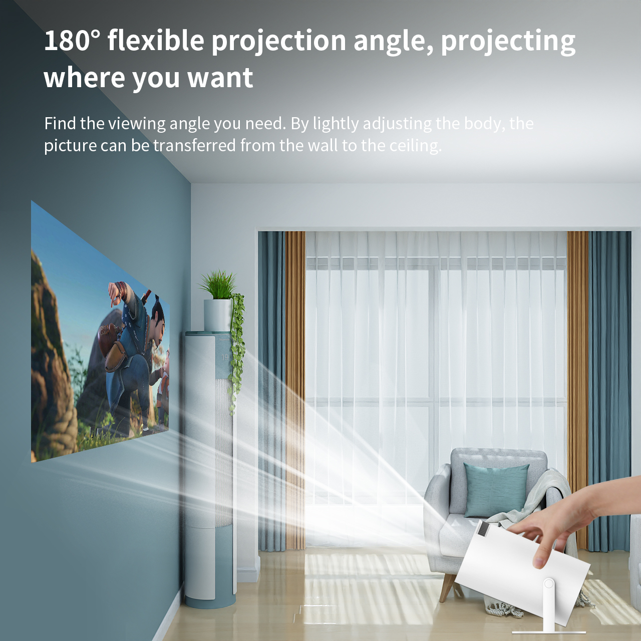 Flyin HY300 3D 4K Mini Android LED Projector 1080P Smart WiFi with Wide Angle Clarity Portable and Built-in Speaker