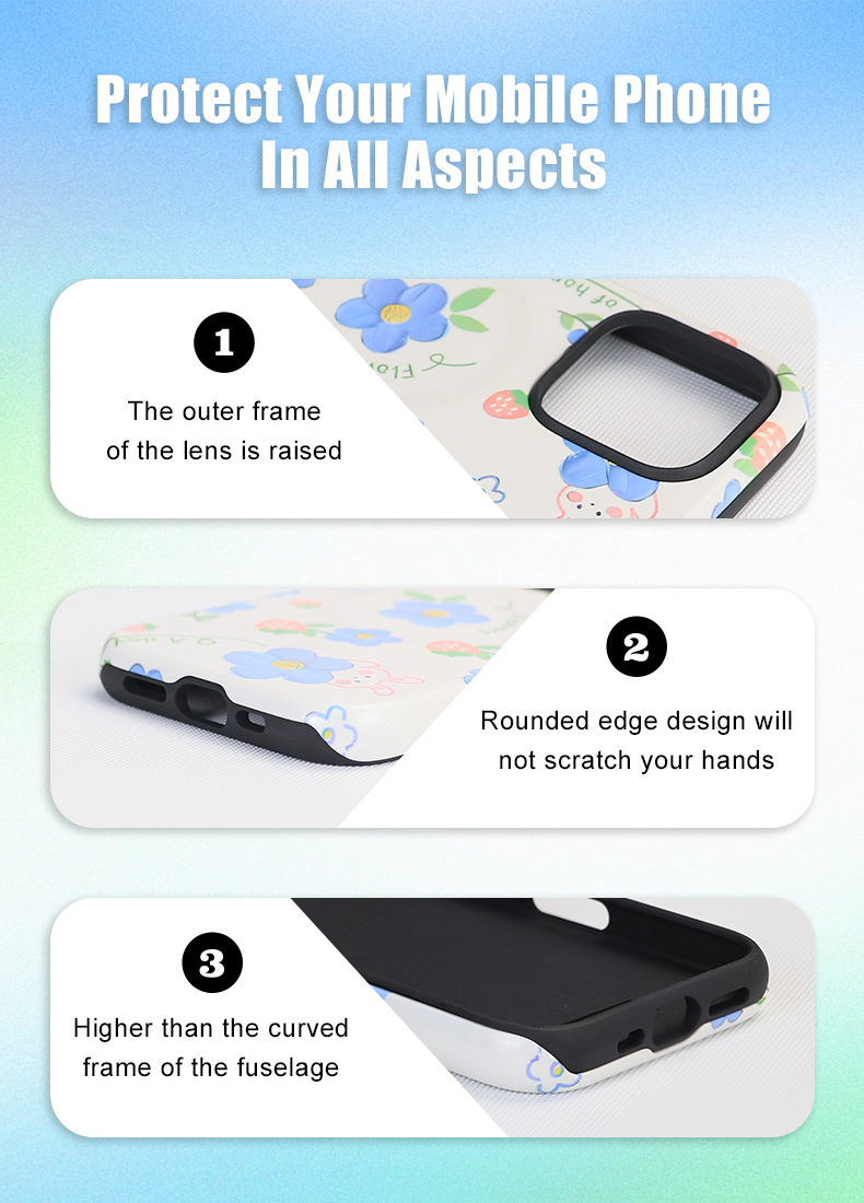 Sublimation Film 2 in 1 3D Mobile Phone Case Covers Blank Custom Compatible with iPhone