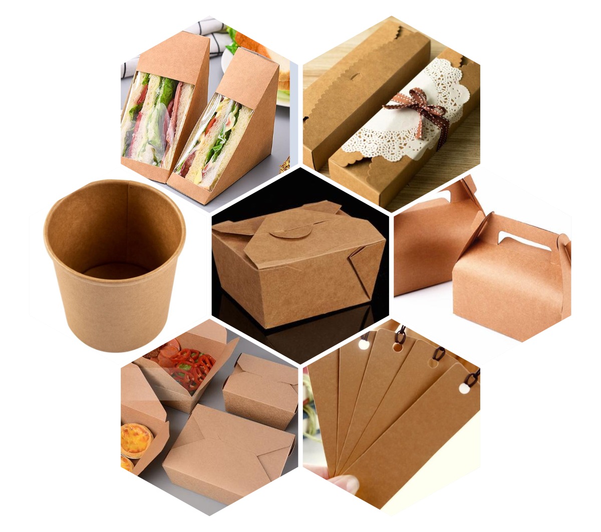Take Out Boxes 300gsm Unbleached Kraft Brown Paper For Food Containers