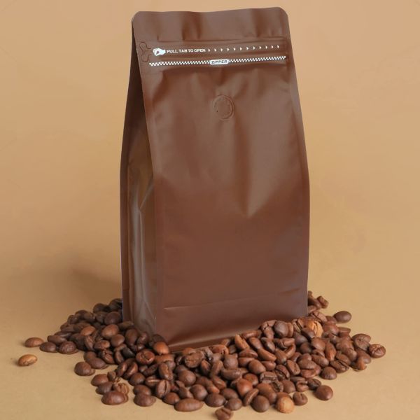 Custom Print Logo Coffee Bag Kraft Paper Biodegradable Bolsas De Cafe Resealable Flat Bottom Coffee Bags with Valve and Zipper
