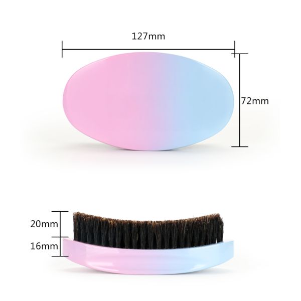Custom Logo 360 Wave Brush PU Gradient Glossy Soft Medium Bristle Wood Curved