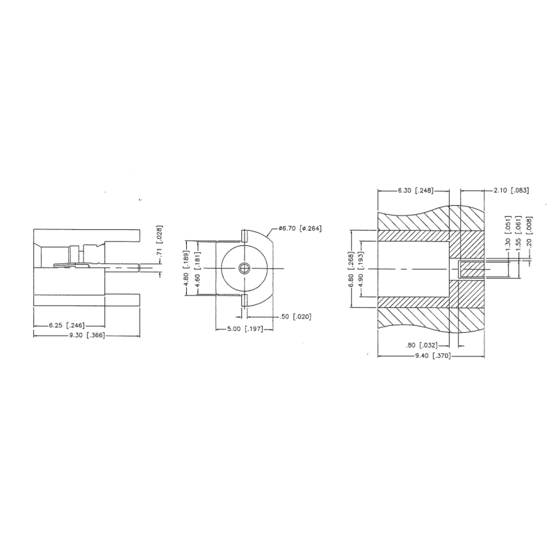 Gold Plated Brass MCX Connector Surface Mount Female RF Coaxial Connector DC-6GHz