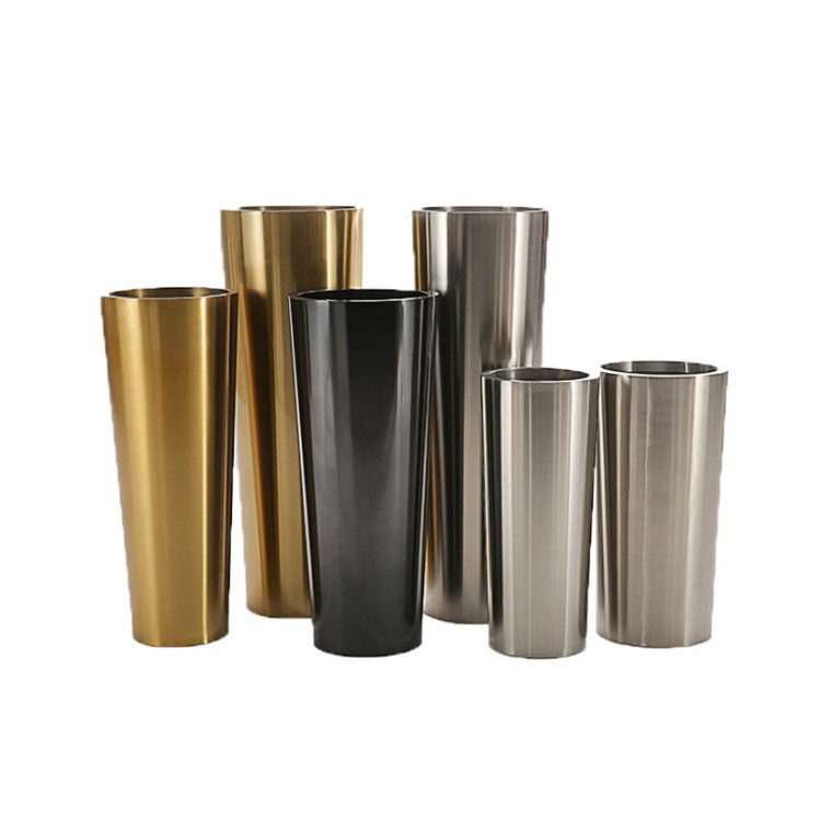 Quality Modern gold metal durable pillar planters and flower pots for sale