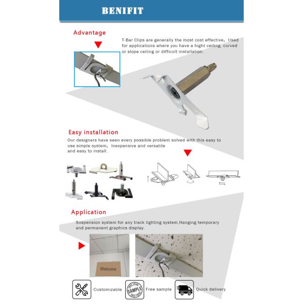 Factory Direct Steel T Bar Clip Ceiling Grid Components for Track Light System