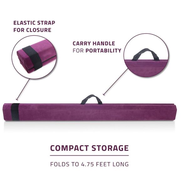 Folding Gymnastics Balance Beam For Skill Performance Training, Purple, Flannel & Epe