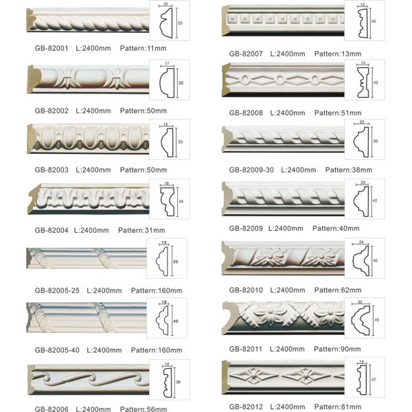 High density polyurethane foam panel mouldings various designs 47mm width color customized OEM cervice