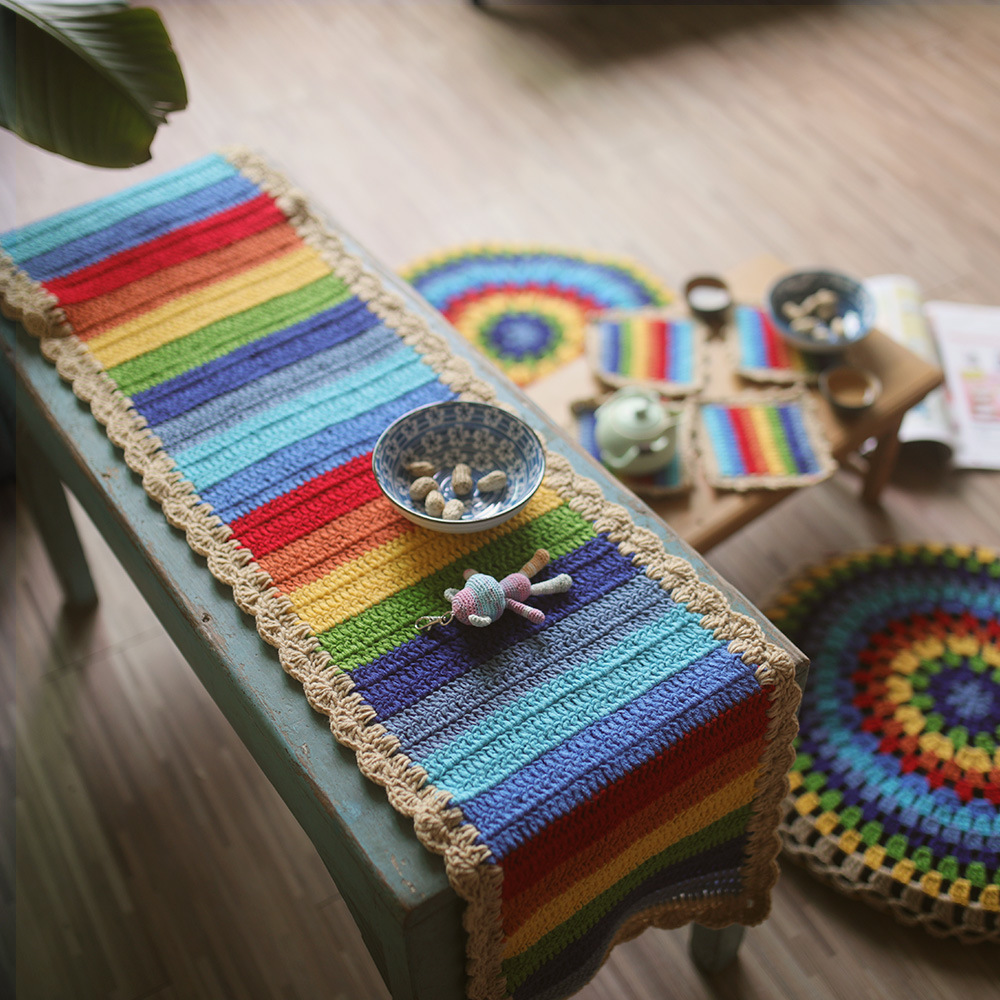 Y-F Earthy Cute Boho Color Crochet Floral Doilies Coasters Cup Drink Coasters Dinning Coffee Table Decor 2025