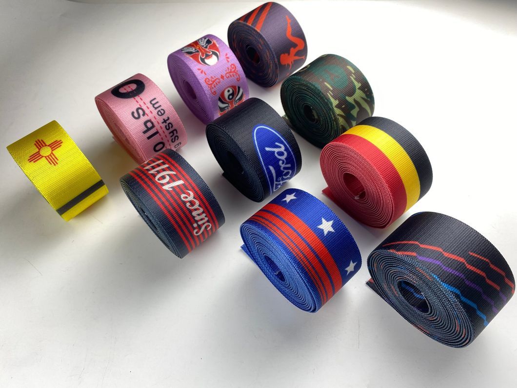 Customized Patterns Polyester Webbing Red Color Webbing Poly Strip Webbing