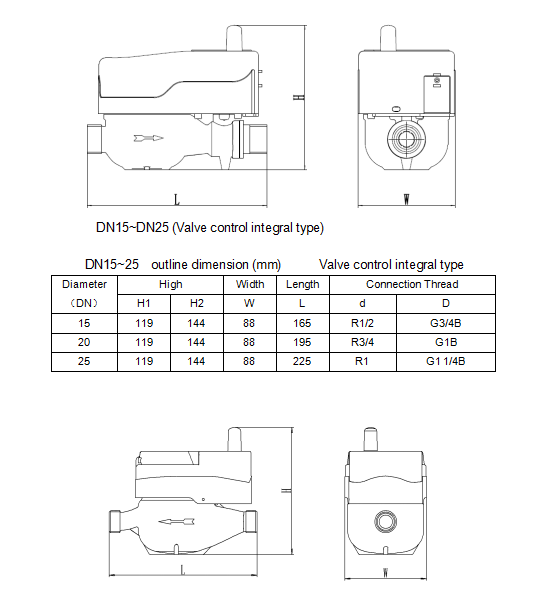 LoRa WATER METER 1/2" Wireless Remote Transmission with Brass Remotely Control Valve (IP68) Water Meter
