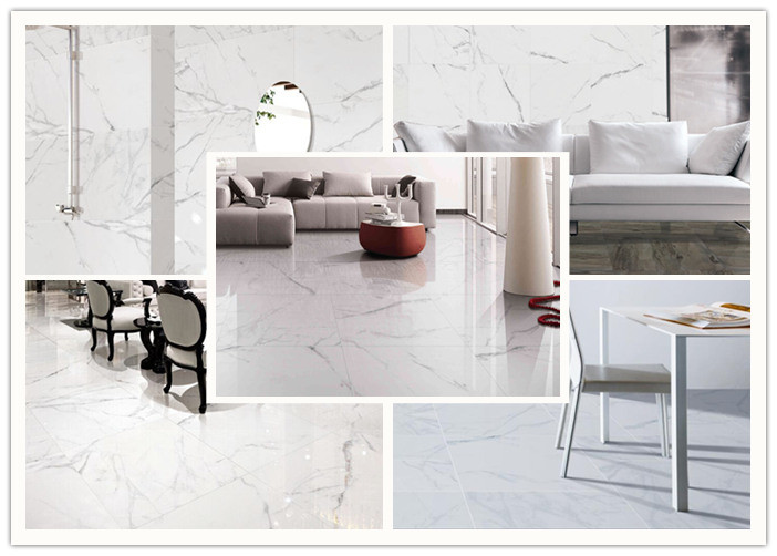 High Standard Marble Look Porcelain Tile , White Polished Porcelain Tiles
