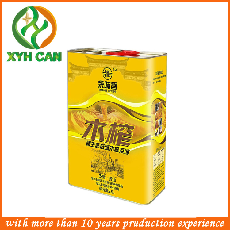 Olive Oil Tin Can Rectangular Metal Container 0.18~0.25 Mm Thickness