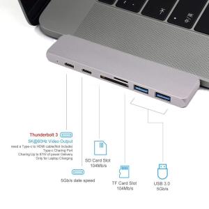 USB C to Cable Smart Hub / Adapter with USB C Port for MacBook and Pro,7 in 1