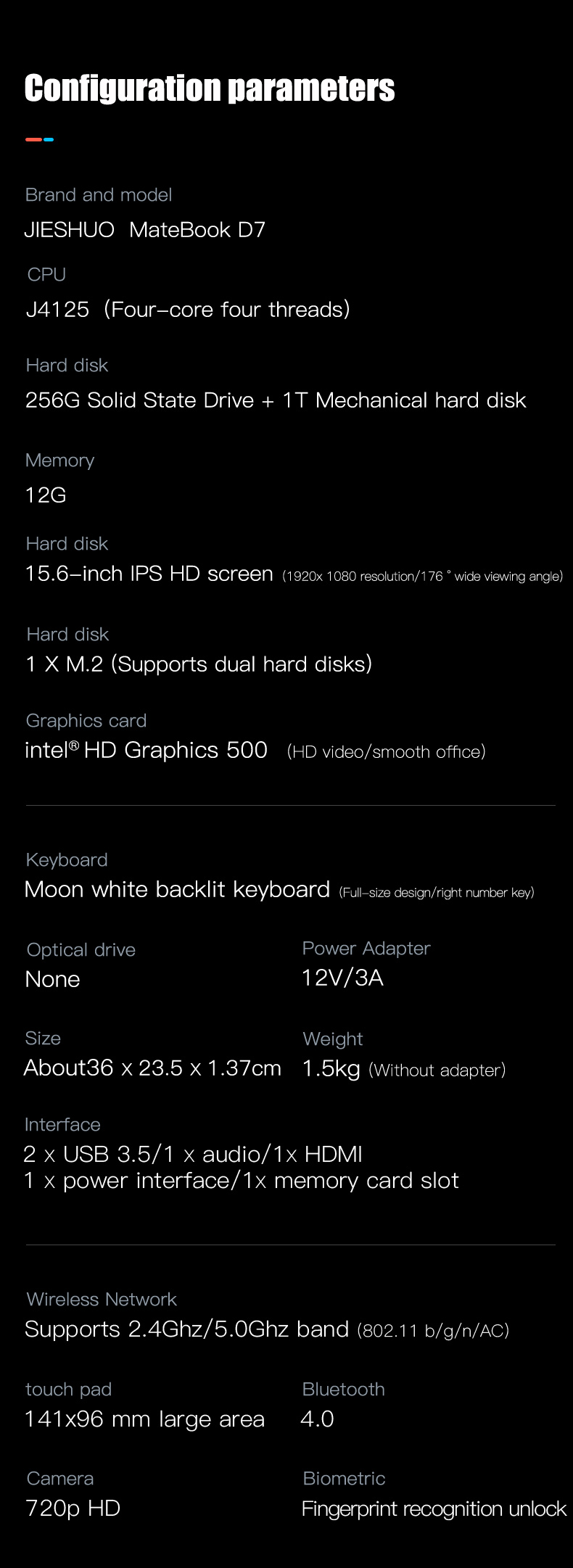 256G SSD 1T HDD Ultra Thin Laptop Computer 2.0GHz 12GB RAM Intel Celeron CPU
