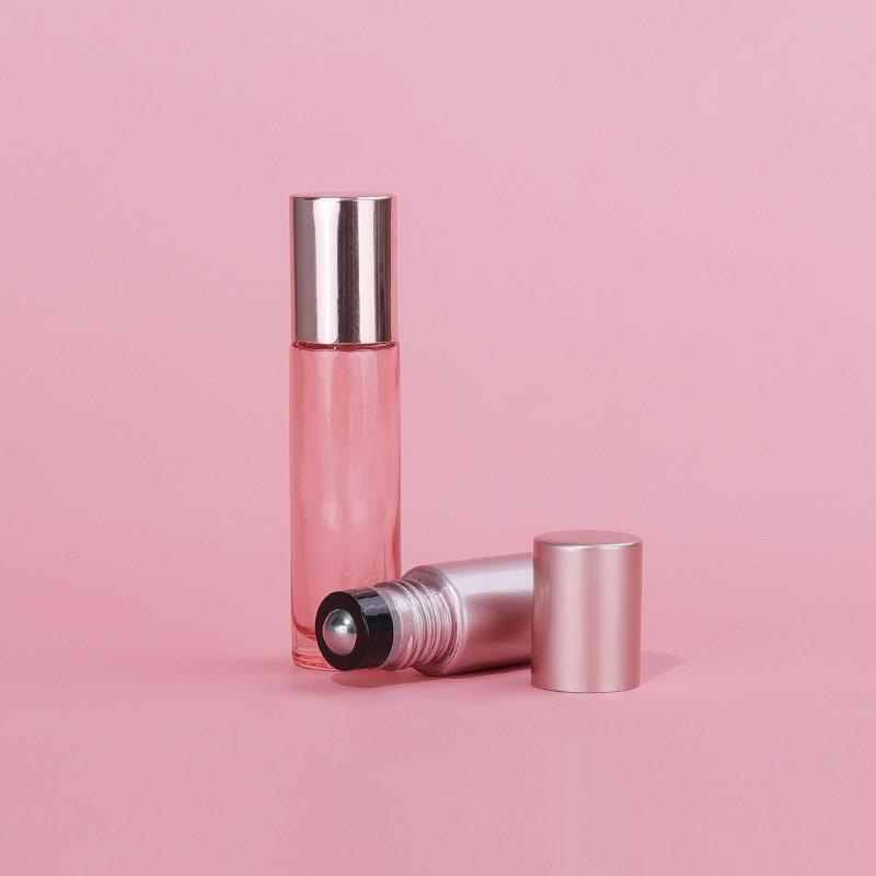 10ml Glass Cosmetic Containers Ampty Pink Essential Oil Glass Roller Bottle