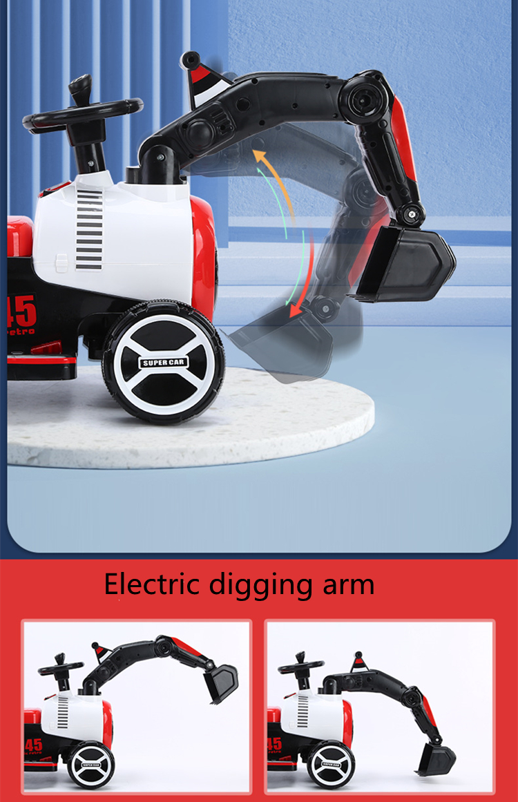 Plastic Kids Electric Toys Slide Excavator Ride On Mini Construction Truck for Children