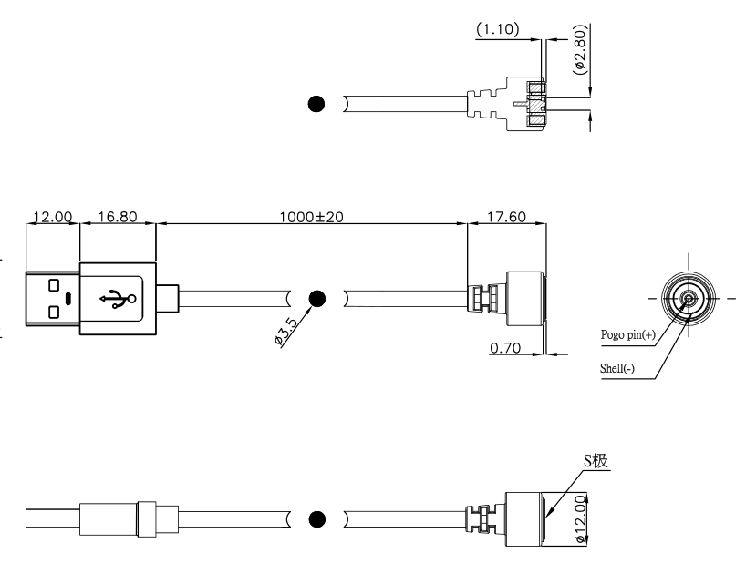 Round Type Magnetic Charger Usb Cable Connector For Electronic Massager