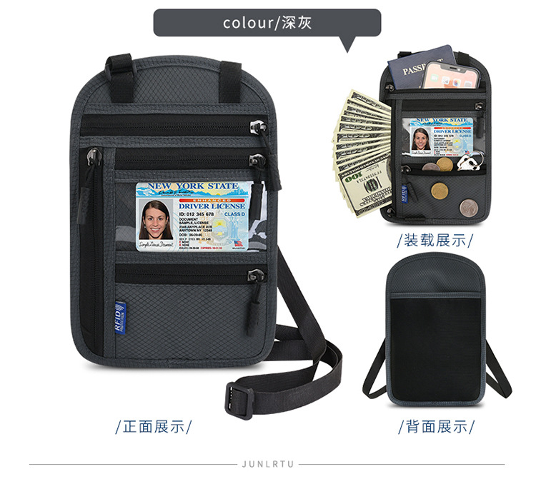 Wholesale Portable Passport Cover Bag Breathable Phone Wallets Unisex Zipper Shoulder Crossbody Bag