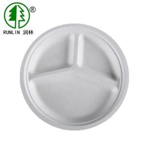 Quality Biodegradable disposable sugarcane fiber 3 compartments divided food tray for sale