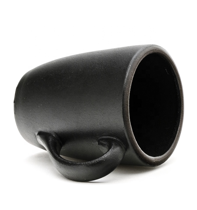 Custom Logo Plain Black Glazed Color Reusable Ceramic Coffee Mug