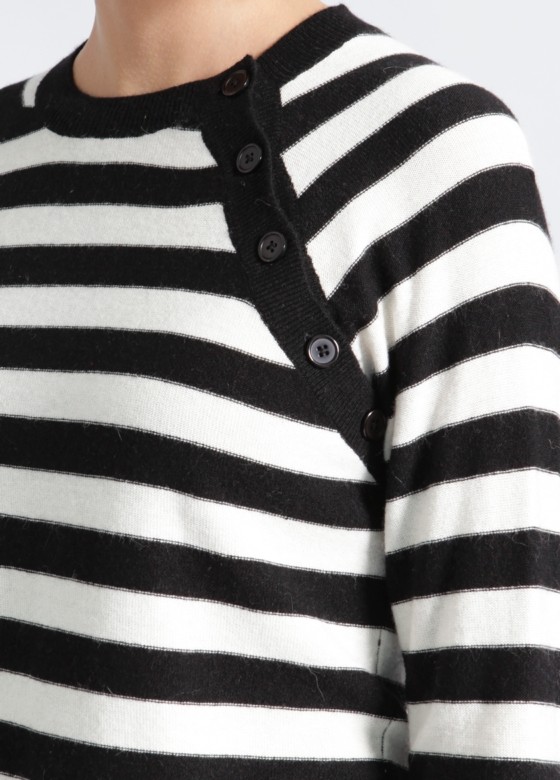 WOMEN'S 4% cashmere/4% angora / 18% cotton/18% lambswool/33% viscose/23% nylon JERSEY STRIPE KNITTED SWEATER