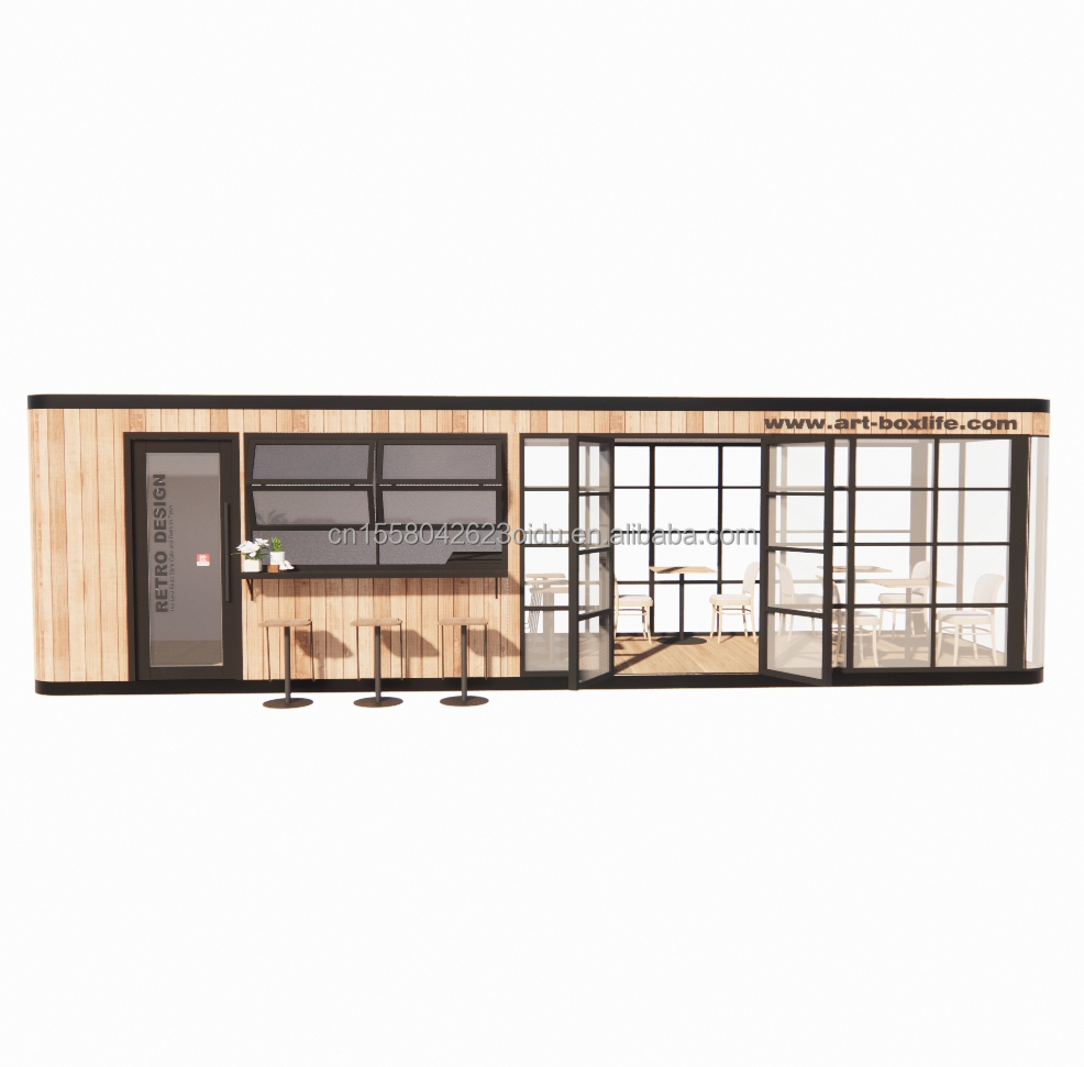 Hotel and Park EU Container Coffee Bar Mobile Wooden Steel Structure Sunlight House Outdoor Bar