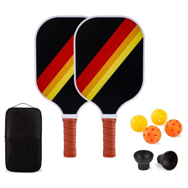 Complete Pickleball Set For Adults With 2 Fiberglass Paddles 4 Outdoor Balls And Carry Case