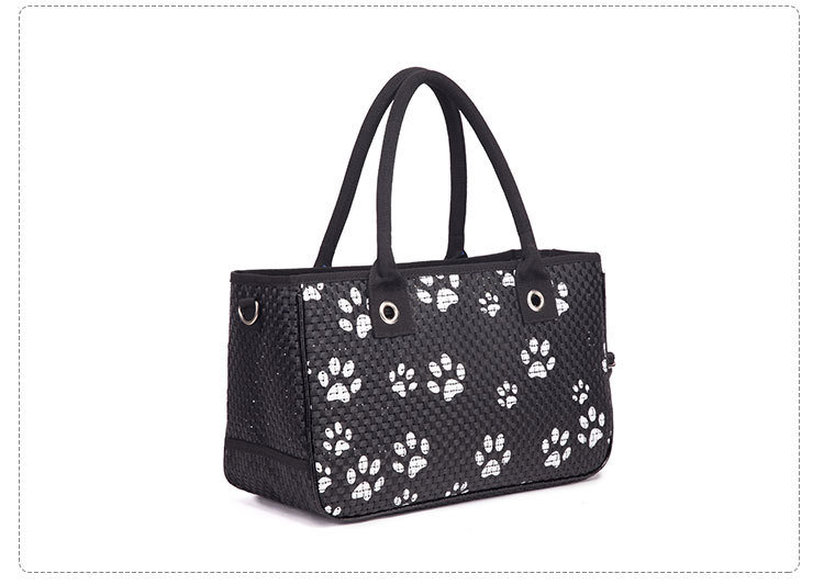Paws Printing Leather Knitting Dog Carriers Pet Products Shoulder Bag